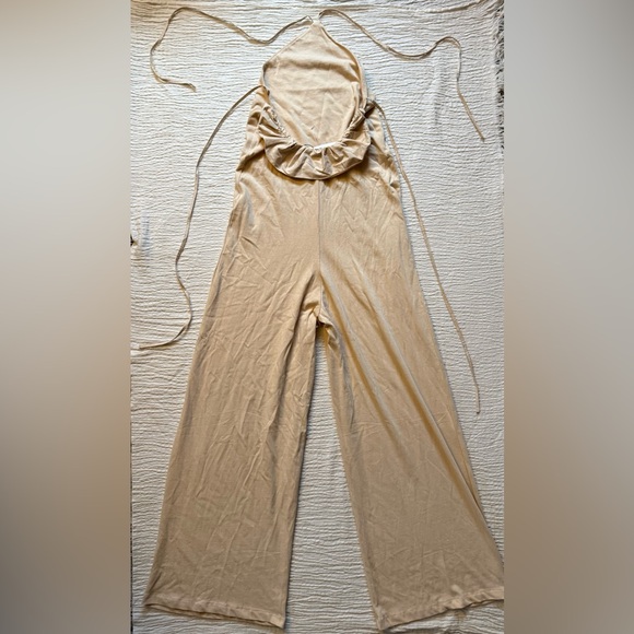Zara Cream Halter Wide Leg Jumpsuit - Picture 2 of 9